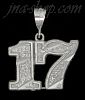 Sterling Silver Dia-cut Number 17 Charm Pendant