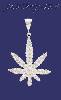 Sterling Silver CZ Dia-cut Pot Marijuana Charm Pendant