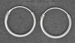 Sterling Silver 12mm Endless Hoop Earrings 1mm tubing