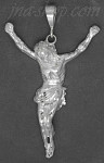 Sterling Silver Diamond-Cut Large Jesus Christ Crucifix Pendant