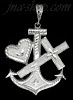 Sterling Silver DC Big Anchor Cross w/Heart Charm Pendant