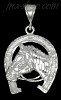 Sterling Silver Diamond-cut Horse Head Horseshoe Pendant