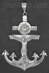 Sterling Silver DC Big Anchor Cross Crucifix Charm Pendant