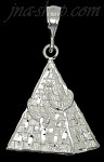 Sterling Silver Diamond-Cut Egyptian Pyramid w/Cobra & Ankh Charm Pendant
