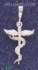 Sterling Silver Dia-cut Rod of Asclepius Caduceus Serpent Staff Medical Pendant