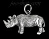Sterling Silver Rhinoceros Rhino Animal Charm Pendant