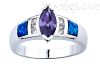 Sterling Silver Opal Inlay Ring Marquise-Cut Amethyst CZ & Clear CZ Accents Sz 9