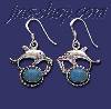 Sterling Silver Dolphins Genuine American Indian Turquoise Earri