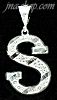 Sterling Silver Dia-cut Stripes Initial Letter S Charm Pendant