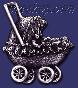 Sterling Silver Baby in Stroller Brooch Pin