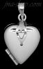 Sterling Silver 2-Pictures Flat Heart Locket Pendant w/Open Heart Clasp