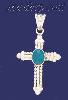 Sterling Silver Cross Genuine American Indian Turquoise Charm Pe