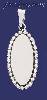 Sterling Silver Oval w/Beads Engravable Charm Pendant