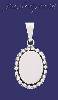 Sterling Silver Oval w/Beads Engravable Charm Pendant