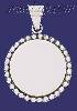 Sterling Silver Circle w/Beads Engravable Charm Pendant