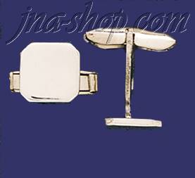 Sterling Silver Plain Square w/cut tips Cufflinks - Click Image to Close