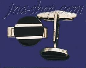 Sterling Silver Striped Round Cufflinks - Click Image to Close