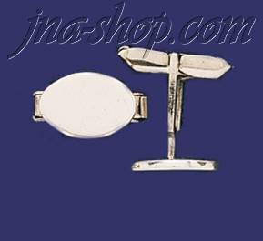 Sterling Silver Plain Oval Cufflinks - Click Image to Close