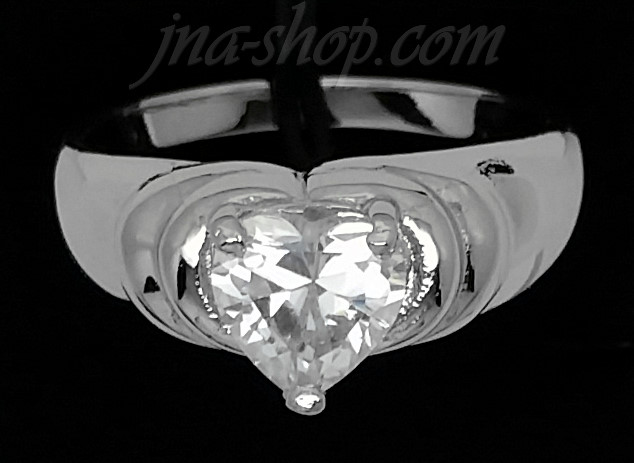 Sterling Silver Heart CZ Ring sz 5 - Click Image to Close