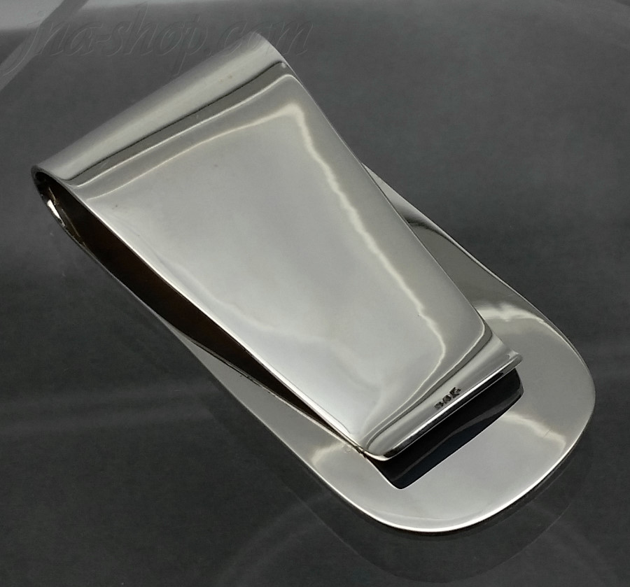 Sterling Silver Large Plain High Polish Money Clip - Click Image to Close