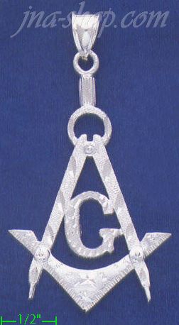 Sterling Silver DC Big Masonic Masonry Freemasonry Charm Pendant - Click Image to Close