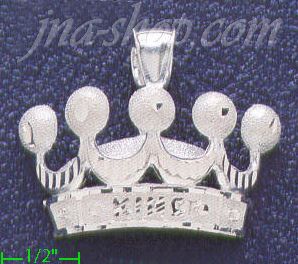 Sterling Silver DC Big Crown 'KING' Charm Pendant - Click Image to Close