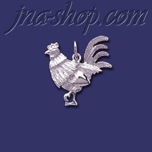 Sterling Silver Rooster Animal Charm Pendant - Click Image to Close