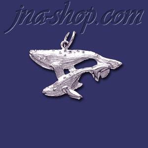 Sterling Silver Blue Whales Mother/Calf Animal Charm Pendant - Click Image to Close