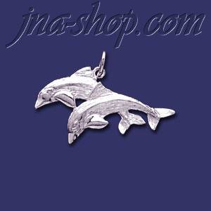 Sterling Silver Dolphins Animal Charm Pendant - Click Image to Close