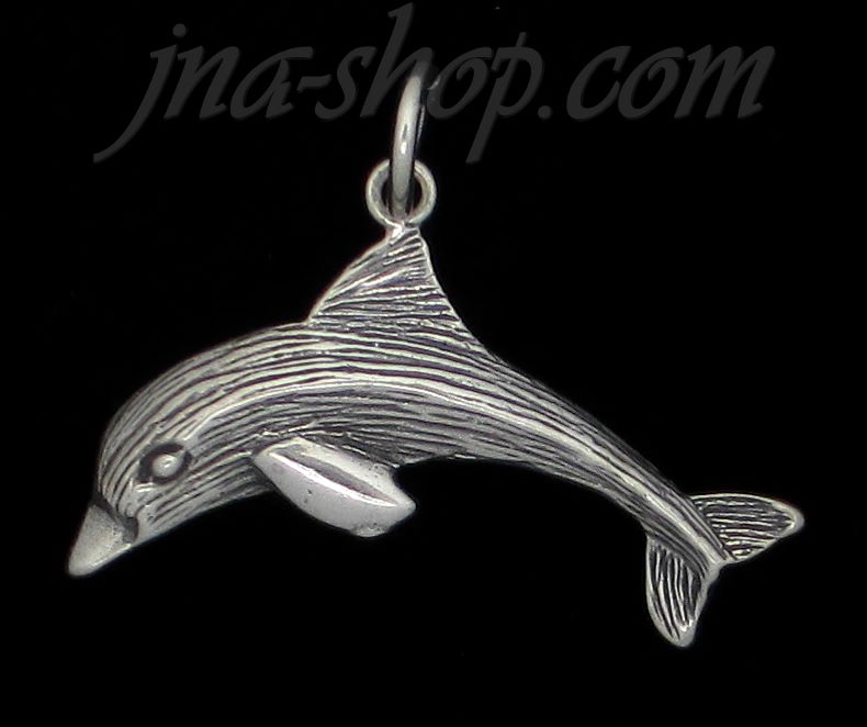 Sterling Silver Dolphin Animal Charm Pendant - Click Image to Close