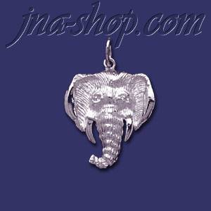 Sterling Silver Elephant Head Animal Charm Pendant - Click Image to Close