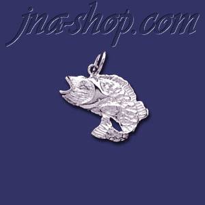 Sterling Silver Bass Fish Animal Charm Pendant - Click Image to Close