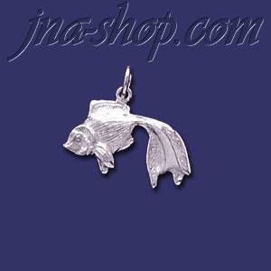 Sterling Silver Goldfish Veiltail ? Animal Charm Pendant - Click Image to Close