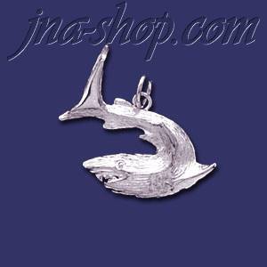 Sterling Silver Great White Shark Animal Charm Pendant - Click Image to Close