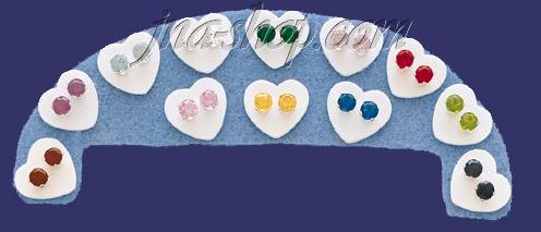Sterling Silver 12 CZ Birthstone Stud Earrings Package - Click Image to Close