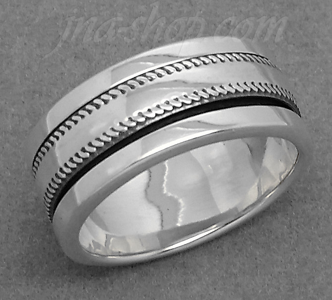 Sterling Silver MENS SPINNER RING W/ KNURLED EDGE SPINNING BAND size 8 - Click Image to Close