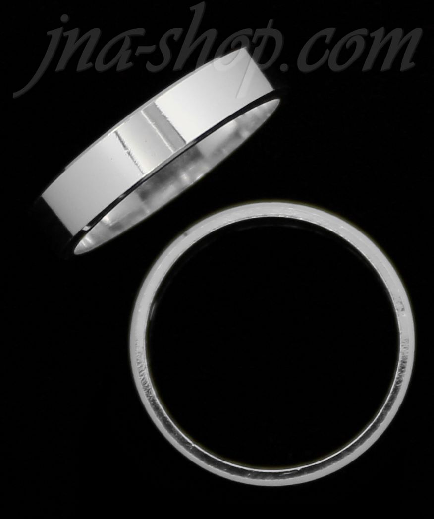 Sterling Silver 4mm Flat Wedding Band Ring Beveled Edge sz 8 - Click Image to Close