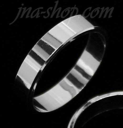 Sterling Silver 4mm Flat Wedding Band Ring Beveled Edge sz 8 - Click Image to Close