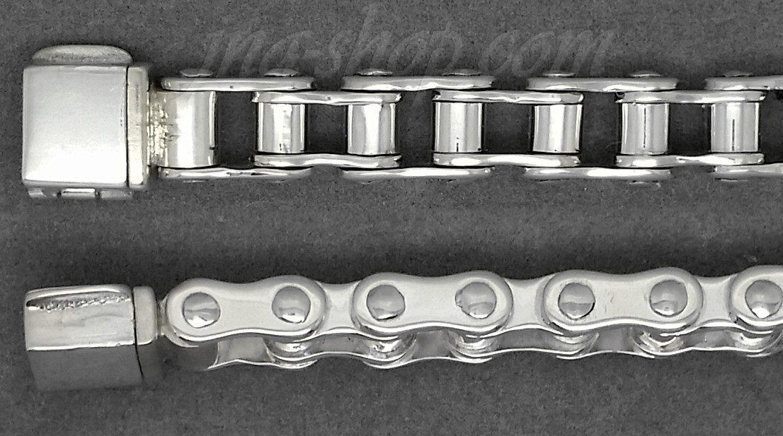 Sterling Silver 7.25" Bike Bicycle Chain Bracelet 8.5mm - Click Image to Close