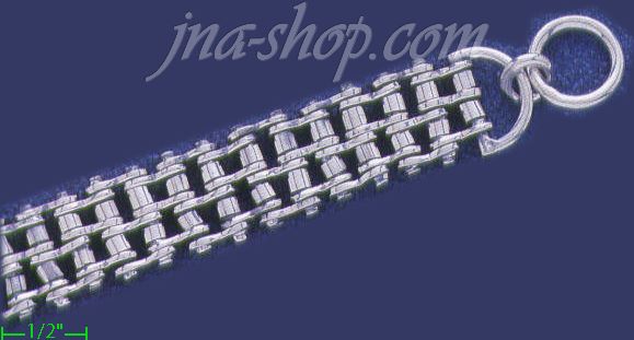 Sterling Silver 9" Bike Bicycle Chain Handmade Bracelet 16mm - Click Image to Close