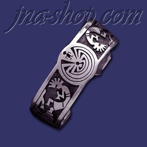 Sterling Silver Native American Design Cuff Bangle 23mm - Click Image to Close