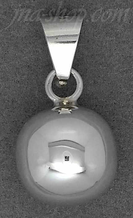 Sterling Silver High Polish Ball Bell Rattle Charm Pendant 14mm - Click Image to Close