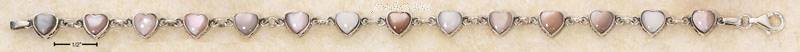 Sterling Silver 7.5" PINK MUSSEL MINI HEARTS IN BOX SETTINGS LIN - Click Image to Close