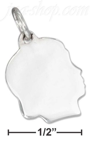 Sterling Silver SIDE VIEW GIRL'S PROFILE CHARM - Click Image to Close