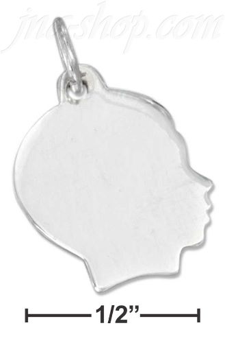 Sterling Silver SIDE VIEW BOY'S PROFILE CHARM - Click Image to Close