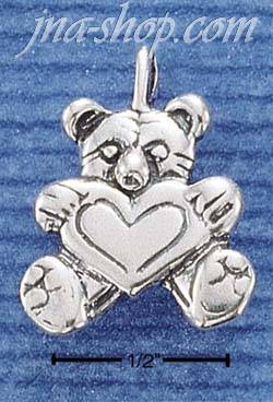 Sterling Silver TEDDY BEAR W/ HEART CHARM - Click Image to Close