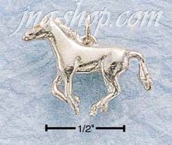 Sterling Silver SMALL SIDE VIEW GALLOPING HORSE CHARM (3D) - Click Image to Close