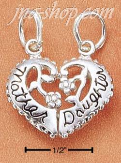 Sterling Silver "MOTHER/ DAUGHTER" SPLIT HEART CHARM - Click Image to Close