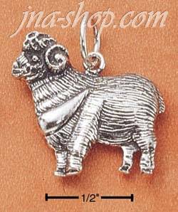 Sterling Silver ANTIQUED RAM CHARM - Click Image to Close