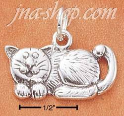 Sterling Silver WHIMSICAL CAT CHARM - Click Image to Close